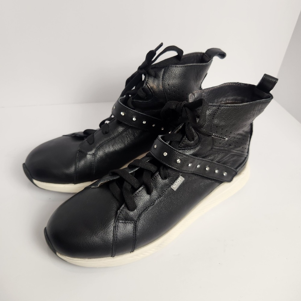 Naot Oxygen High Top Lace-up Black Leather Sneakers Size‎ 41 (10)